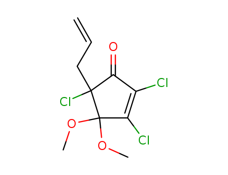 Molecular Structure of 126517-92-8 (2-Cyclopenten-1-one, 2,3,5-trichloro-4,4-dimethoxy-5-(2-propenyl)-)