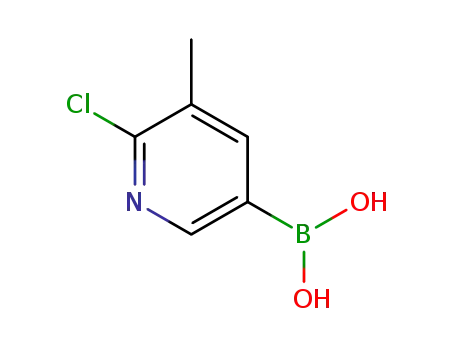 Molecular Structure of 1003043-40-0 (6-CHLORO-5-METHYLPYRIDINE-3-BORONIC ACID)