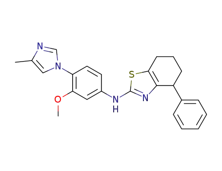 Molecular Structure of 1172637-87-4 (4,5,6,7-Tetrahydro-N-[3-methoxy-4-(4-methyl-1H-imidazol-1-yl)phenyl]-4-phenyl-2-benzothiazolamine)