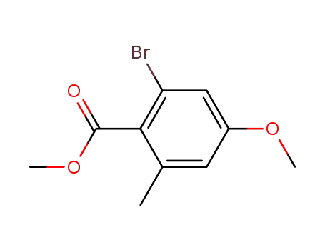 Molecular Structure of 55366-03-5 (Benzoic acid, 2-bromo-4-methoxy-6-methyl-, methyl ester)