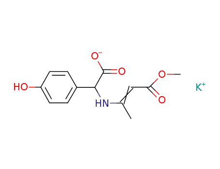 Molecular Structure of 83918-71-2 ((4-hydroxyphenyl)[(3-methoxy-1-methyl-3-oxo-1-propenyl)amino]acetate potassium)