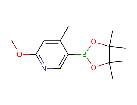 Molecular Structure of 1093951-66-6 (2-Methoxy-4-methyl-5-(4,4,5,5-tetramethyl-[1,3,2]dioxaborolan-2-yl)-pyridine)