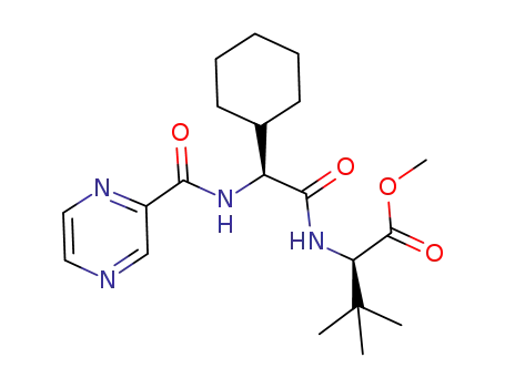 Molecular Structure of 1033882-29-9 ((R)-methyl 2-((S)-2-cyclohexyl-2-(pyrazine-2-carboxamido)acetamido)-3,3-dimethylbutanoate)