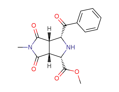 Molecular Structure of 111120-70-8 (methyl (1S*,3R*,3aS*,6aR*)-3-benzoyl-5-methyl-4,6-dioxooctahydropyrrolo[3,4-c]pyrrole-1-carboxylate)