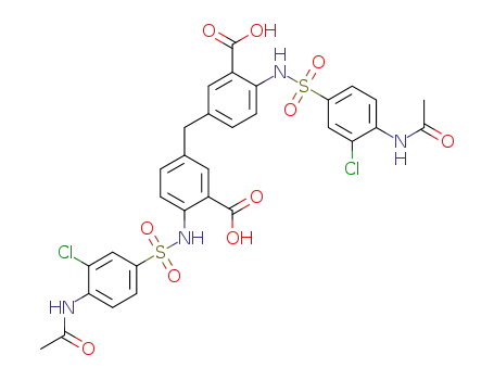 Molecular Structure of 1056452-12-0 (5,5'-methylenebis(2-(4-acetamido-3-chlorophenylsulfonamido)benzoic acid))
