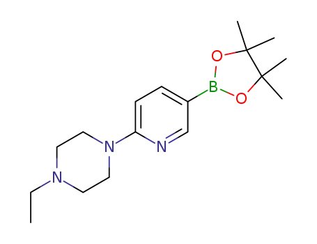 Molecular Structure of 940285-00-7 (2-(4-Ethyl-piperazin-1-yl)pyridine-5-boronic acid pinacol ester)