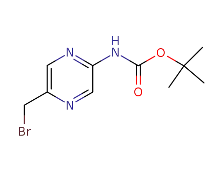 Molecular Structure of 369638-69-7 ((5-Bromomethyl-pyrazin-2-yl)-carbamic acid tert-butyl ester)