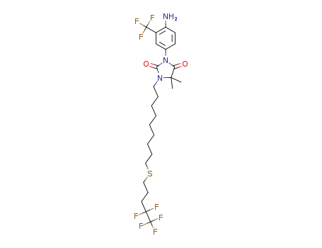 Molecular Structure of 1252643-10-9 (3-[4-amino-3-(trifluoromethyl)phenyl]-5,5-dimethyl-1-{9-[(4,4,5,5,5-pentafluoropentyl)thio]nonyl}imidazolidine-2,4-dione)
