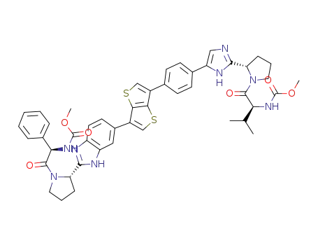 [(S)-1-((S)-2-{5-[4-(6-{(S)-2-[1-((R)-2-methoxycarbonylamino-2-phenylacetyl)-pyrrolidin-2-yl]-3H-benzoimidazol-5-yl}-thieno[3,2-b]-thiophen-3-yl)-phenyl]-1H-imidazol-2-yl}pyrrolidine-1-carbonyl)-2-methylpropyl]-carbamic acid methyl ester