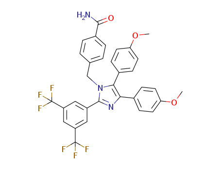 1054543-47-3,BenzaMide, 4-[[2-[3,5-bis(trifluoroMethyl)phenyl]-4,5-bis(4-Methoxyphenyl)-1H-iMidazol-1-yl]Methyl]-,4-((2-(3,5-bis(trifluoromethyl)phenyl)-4,5-bis(4-methoxyphenyl)-1H-imidazole-1-yl)methyl)benzamide