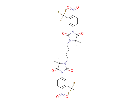 Molecular Structure of 1252687-62-9 (1,1'-butane-1,4-diylbis{5,5-dimethyl-3-[4-nitro-3-(trifluoromethyl)-phenyl]imidazolidine-2,4-dione})