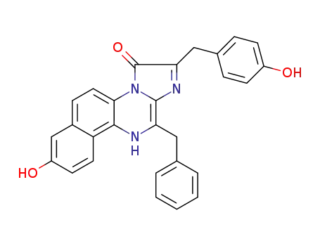 Molecular Structure of 114496-03-6 (Benz[f]imidazo[1,2-a]quinoxalin-3(11H)-one,  8-hydroxy-2-[(4-hydroxyphenyl)methyl]-12-(phenylmethyl)-)