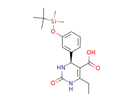 Molecular Structure of 1224680-14-1 ((S)-4-(3-(tert-butyldimethylsilyloxy)phenyl)-6-ethyl-2-oxo-1,2,3,4-tetrahydropyrimidin-5-carboxylic acid)