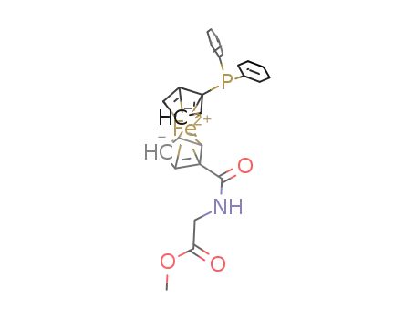 Molecular Structure of 1160484-10-5 (1-diphenylphosphino-1'-(N-[(methoxycarbonyl)methyl]carbamoyl)ferrocene)