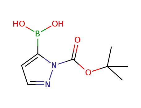 Molecular Structure of 1217500-54-3 (1-(t-Butoxycarbonyl)pyrazole-5-boronic acid)
