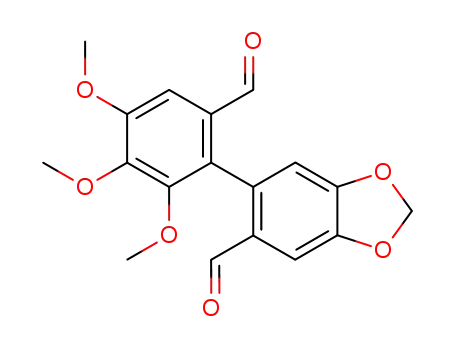 Molecular Structure of 61599-76-6 (1,3-Benzodioxole-5-carboxaldehyde,
6-(6-formyl-2,3,4-trimethoxyphenyl)-)