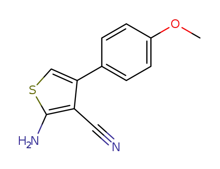 Molecular Structure of 86604-40-2 (3-Thiophenecarbonitrile, 2-amino-4-(4-methoxyphenyl)-)