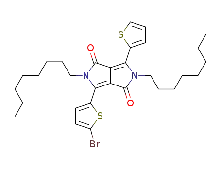 Molecular Structure of 1335015-92-3 (3-(5-Bromothiophen-2-yl)-2,5-dioctyl-6-(thiophen-2-yl)pyrrolo[3,4-c]pyrrole-1,4(2H,5H)-dione)