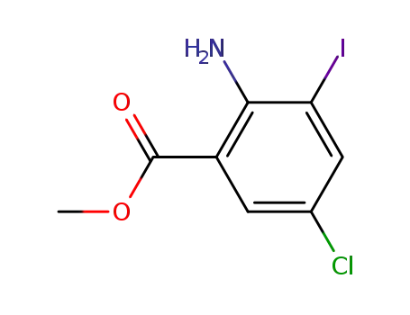 Molecular Structure of 289039-84-5 (METHYL 2-AMINO-5-CHLORO-3-IODOBENZOATE)