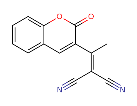 Molecular Structure of 102353-99-1 (Propanedinitrile, [1-(2-oxo-2H-1-benzopyran-3-yl)ethylidene]-)