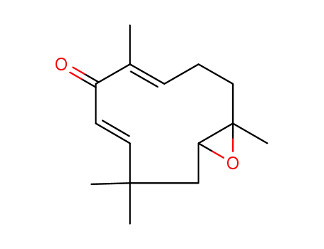 Molecular Structure of 22471-70-1 (4,4,7,11-Tetramethyl-6,7-epoxy-2,10-cycloundecadiene-1-one)