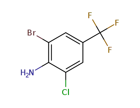 Molecular Structure of 109919-26-8 (2-BROMO-6-CHLORO-4-(TRIFLUOROMETHYL)ANILINE)