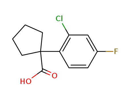 Molecular Structure of 214263-01-1 (1-(2-CHLORO-4-FLUOROPHENYL)CYCLOPENTANECARBOXYLIC ACID, 98)