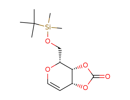 Molecular Structure of 163228-38-4 (6-O-(TERT-BUTYLDIMETHYLSILYL)-D-GALACTAL CYCLIC CARBONATE)
