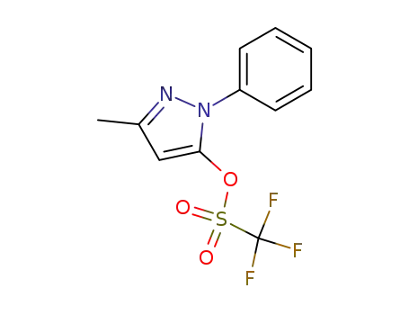 Molecular Structure of 276249-49-1 (trifluoromethanesulfonic acid 5-methyl-2-phenyl-2H-pyrazol-3-yl ester)