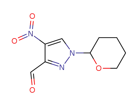 Molecular Structure of 518990-08-4 (1H-Pyrazole-3-carboxaldehyde, 4-nitro-1-(tetrahydro-2H-pyran-2-yl)-)