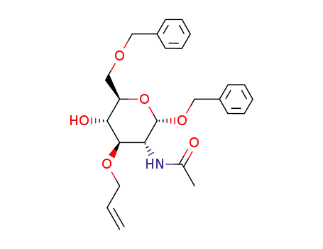 Molecular Structure of 60920-82-3 (BENZYL 2-ACETAMIDO-3-O-ALLYL-6-O-BENZYL-2-DEOXY-ALPHA-D-GLUCOPYRANOSIDE)