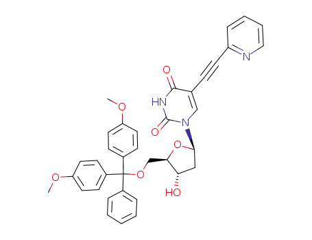 Molecular Structure of 500907-27-7 (Uridine,
5'-O-[bis(4-methoxyphenyl)phenylmethyl]-2'-deoxy-5-(2-pyridinylethynyl)-)