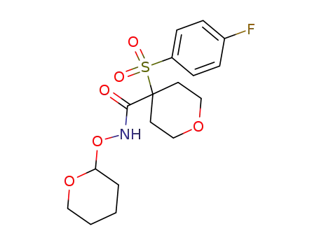 Molecular Structure of 226389-21-5 (4-[(4-fluorophenyl)sulfonyl]tetrahydro-N-[(tetrahydro-2H-pyran-2-yl)oxy]-2H-pyran-4-carboxamide)