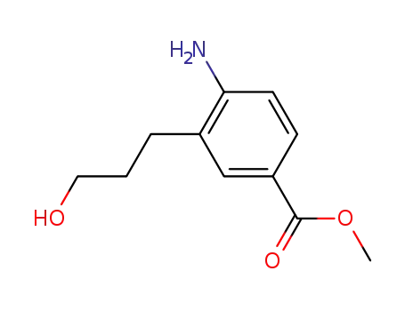 Molecular Structure of 746622-08-2 (Benzoic acid, 4-amino-3-(3-hydroxypropyl)-, methyl ester (9CI))