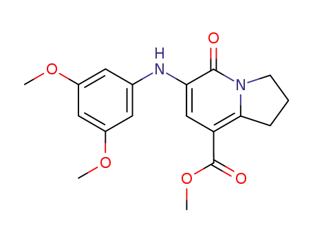 Molecular Structure of 612065-21-1 (METHYL 6-(3,5-DIMETHOXYPHENYLAMINO)-5-OXO-1,2,3,5-TETRAHYDROINDOLIZINE-8-CARBOXYLATE)
