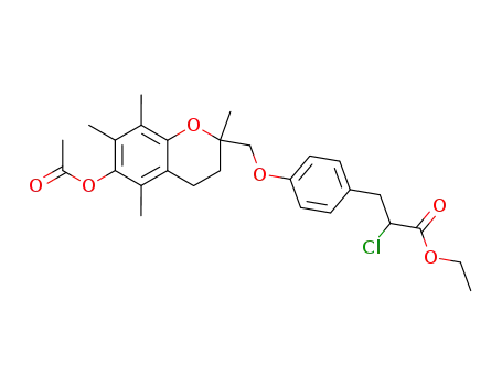 Molecular Structure of 97322-68-4 (Ethyl 3-<4-<(6-acetoxy-2,5,7,8-tetramethylchroman-2-yl)methoxy>phenyl>-2-chloropropionate)