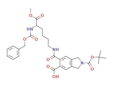 Molecular Structure of 401809-94-7 (6-(5-benzyloxycarbonylamino-5-methoxycarbonyl-pentylcarbamoyl)-1,3-dihydro-isoindole-2,5-dicarboxylic acid 2-<i>tert</i>-butyl ester)