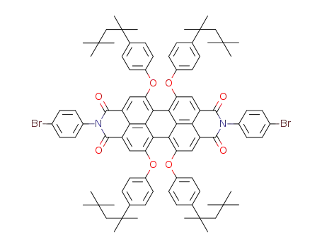 Molecular Structure of 344454-74-6 (N,N'-bis(4'-bromophenyl)-1,6,7,12-tetra[4-(1,1,3,3-tetramethylbutyl)phenoxy]perylene-3,4,9,10-tetracarboxdiimide)