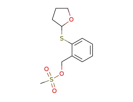 Molecular Structure of 104324-46-1 (Benzenemethanol, 2-[(tetrahydro-2-furanyl)thio]-, methanesulfonate)