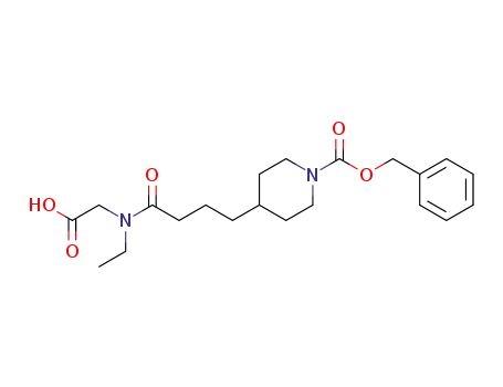 Molecular Structure of 222640-99-5 (N-ethyl-N-[1-oxo-4-[1-[(phenylmethoxy)carbonyl]-4-piperidinyl]butyl]glycine)