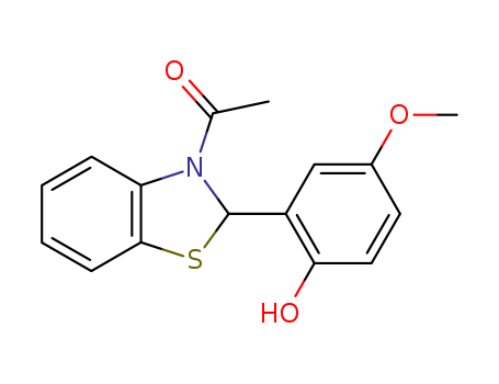 Molecular Structure of 105129-60-0 (Benzothiazole, 3-acetyl-2,3-dihydro-2-(2-hydroxy-5-methoxyphenyl)-)
