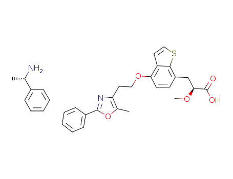 (S)-2-methoxy-3-{4-[2-(5-methyl-2-phenyl-oxazol-4-yl)-ethoxy]-benzo[b]thiophen-7-yl}-propionic acid (S)-phenyl ethylamine salt