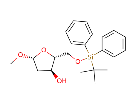 Molecular Structure of 130144-86-4 (Methyl 5-O-(tert-butyldiphenylsilyl)-2-deoxy-beta-D-erythro-pentofuranoside)