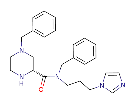 Molecular Structure of 281197-79-3 (N<sub>2</sub>-[3-(1H-imidazol-1-yl)propyl]-N<sub>2</sub>,4-bis(phenylmethyl)-1,2(R)-piperazinecarboxamide)
