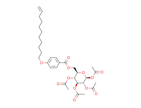 Molecular Structure of 324047-51-0 (1,2,3,4-tetra-O-acetyl-6-O-[4-(10-undecenyloxy)benzoyl]-β-D-glucose)
