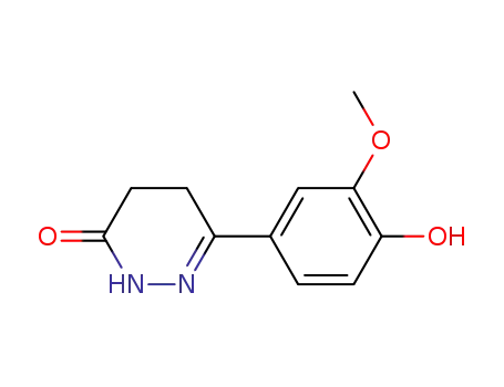 Molecular Structure of 39496-71-4 (3(2H)-Pyridazinone, 4,5-dihydro-6-(4-hydroxy-3-methoxyphenyl)-)