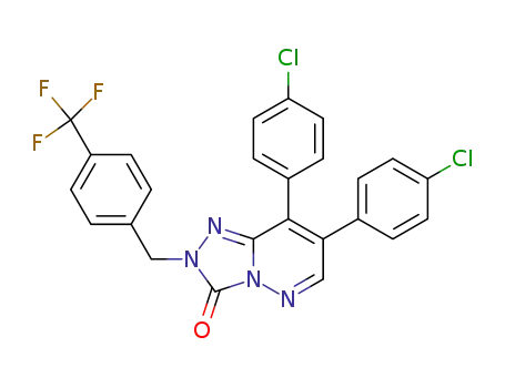 Molecular Structure of 856245-74-4 (1,2,4-Triazolo[4,3-b]pyridazin-3(2H)-one, 7,8-bis(4-chlorophenyl)-2-[[4-(trifluoromethyl)phenyl]methyl]-)