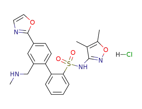 Molecular Structure of 415697-66-4 (N-(4,5-Dimethyl-3-isoxazolyl)-2'-[(methylamino)methyl]-4'-(2-oxazolyl)[1,1'-biphenyl]-2-sulfonamide, monohydrochloride)