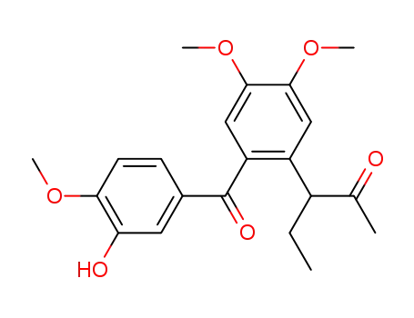 Molecular Structure of 618056-36-3 (2-Pentanone, 3-[2-(3-hydroxy-4-methoxybenzoyl)-4,5-dimethoxyphenyl]-)