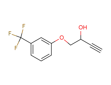 Molecular Structure of 88462-65-1 (1-(3-TRIFLUOROMETHYLPHENOXY)-3-BUTYN-2-OL)